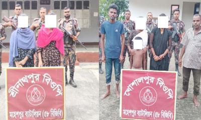 মহেশপুর সীমান্ত দিয়ে অবৈধভাবে ভারতে যাওয়ার চেষ্টা, আটক ৭