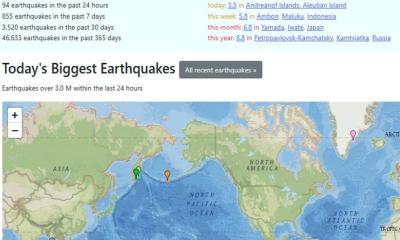 গত ২৪ ঘণ্টায় বিশ্বের বিভিন্ন স্থানে ৯০ বারের বেশি ভূমিকম্প