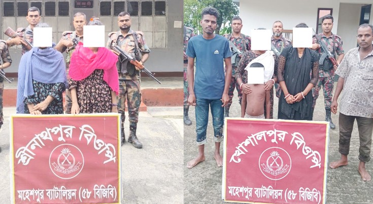 মহেশপুর সীমান্ত দিয়ে অবৈধভাবে ভারতে যাওয়ার চেষ্টা, আটক ৭